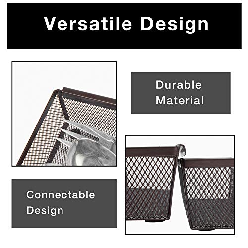 Smart Design Drawer Organizer - Steel Metal Mesh - Set of 6 (9 x 3 Inch, 6 Pack, Bronze)