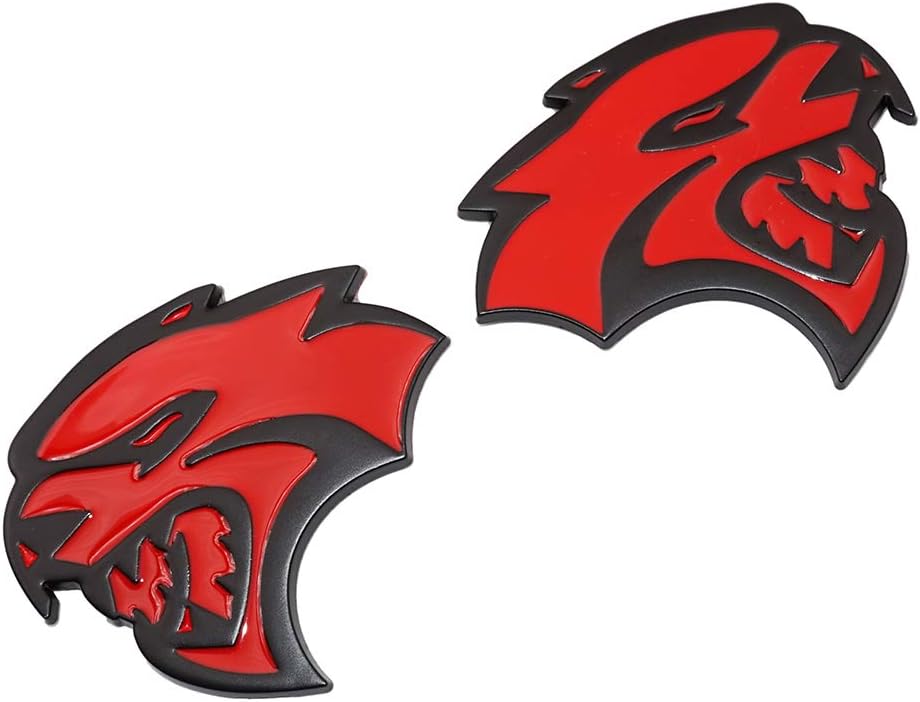 UAUTO 3D Metal Hellcat Set Badge Decal Sticker Emblem for Auto Car Motorcycle (Black Fill Red)
