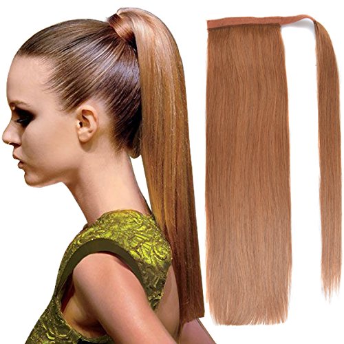 22" straight wrap around ponytail human hair exten…
