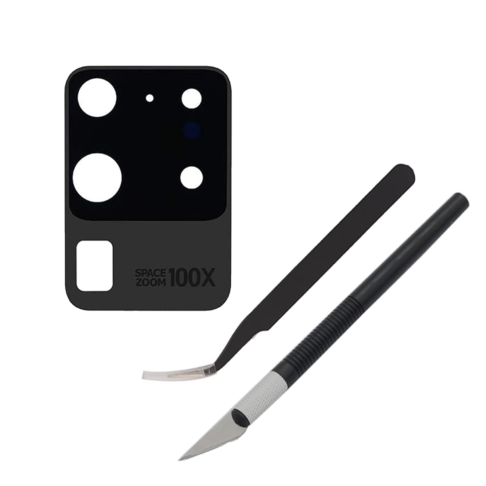 Cemobile Rear Back Camera Lens Glass Replacement for Samsung Galaxy S20 Ultra G988 6.9 inch (All Carriers) with Anti-Static Tweezers, Precision Knife Repair Tool Kit