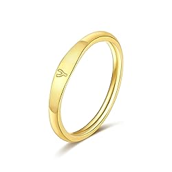 ZNBOH Gold Initial Rings for Women Non Tarnish 14K
