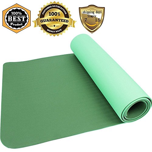 The heat resistant green girl’s yoga mat is laid at any premises to let the girl exercise comfortable flexible material that withstands any destructive circumstances