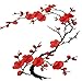 EmmasByEmma Two Asian Cherry Blossom Sakura Flower Iron on Embroidered Appliques Patch Japanese Chinese (Red)