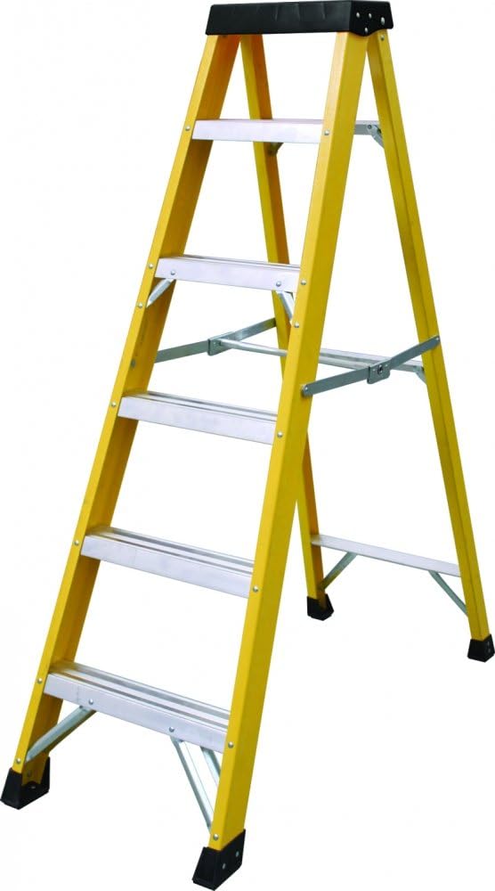 6 TREAD Heavy Duty Fibreglass Step Ladder Electricians GRP Step