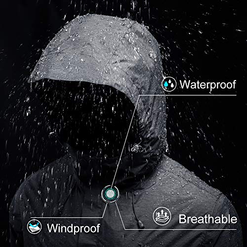 image for CAMEL CROWN Mens Waterproof Jacket Hooded Windbreaker Windproof Rain C