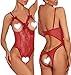 Women Sexy Teddy Lingerie One Piece Lace Babydoll Bodysuit Nightie Plus Size S-3XL (X-Large, Wine Red)