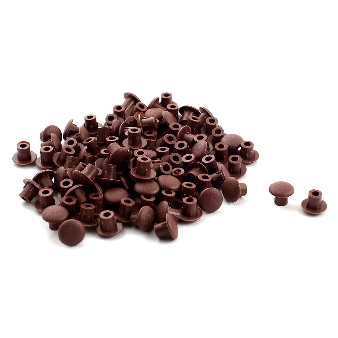 Sourcingmap Home Furniture Decor 5mm Brown Plastic Screw Hole Cover Plugs 100pcs