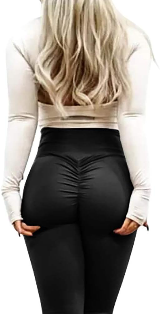 Imysty Women's Fitness Yoga Sport High Waist Active Workout Gym Ruched Butt Leggings