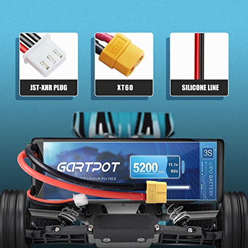 GARTPOT 5200 mAh 3S 11,1V 60C LiPo RC Batterie Hard Case mit XT60 Stecker für RC Truck RC Truggy Autos Buggy RC Hobby (2… – Bild 4