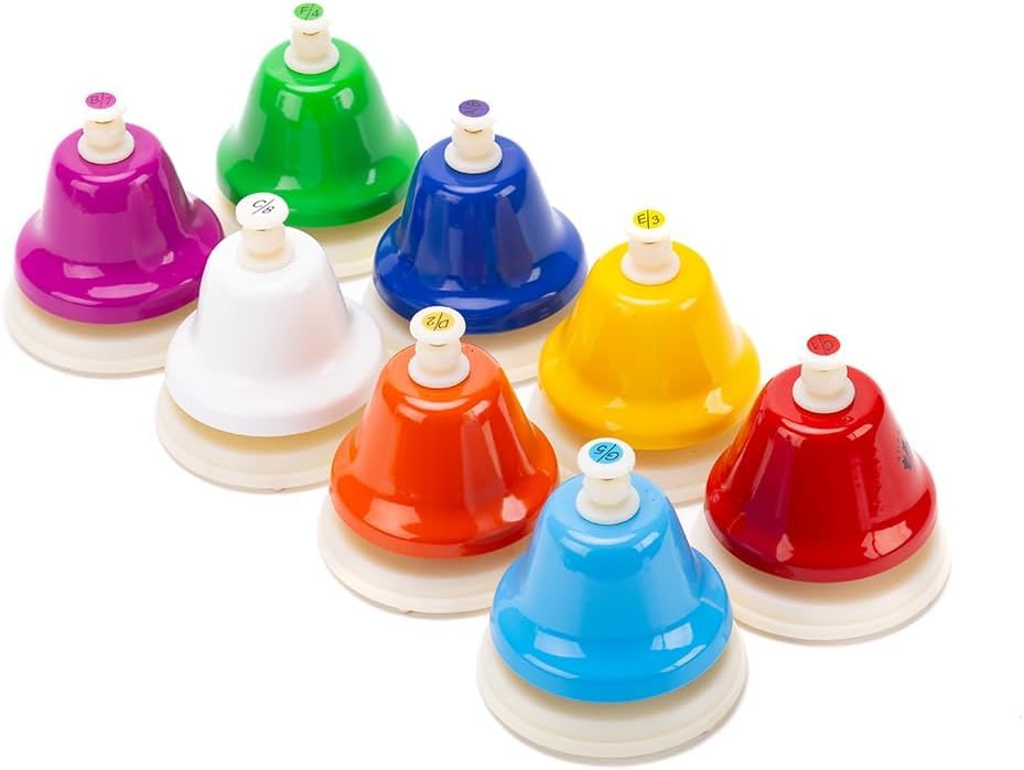 Ghzste 8-Note Colorful Hand Bell Handbells Set Musical Instrument Toy for Kids Children