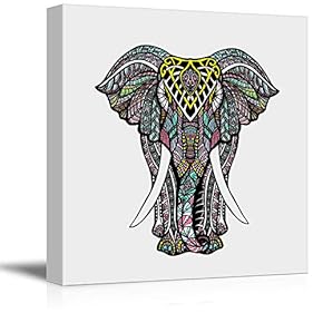 Tribal Elephant Rustic Effect Home Artwork for Living Room Bedroom