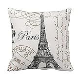 Keepfit Paris Eiffel Tower Printing Pillowcase, Sofa Bed Home Decoration Cushion Cover Festival Home Decor for Valentine's Day