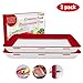 Cadrim Food Preservation Tray, Stackable BPA Free Plastic Food Storage Container with Elastic Reusable Locking Lid for Refrigerator and Freezer Flat Food ONLY (Red, 2)