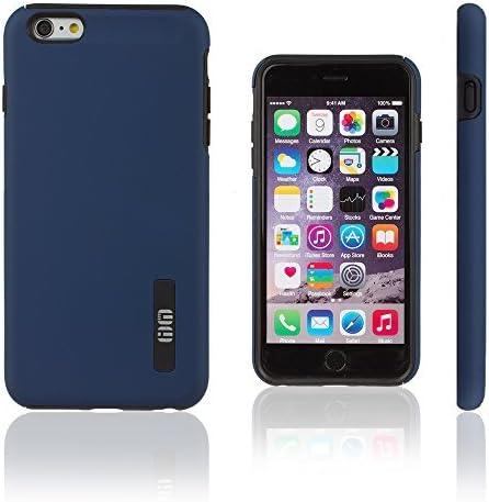 Lilware Smooth Armor Hard Plastic Case for Apple iPhone 6 and 6S. Rugged Dual Layer Protective Cover. Black / Dark Blue