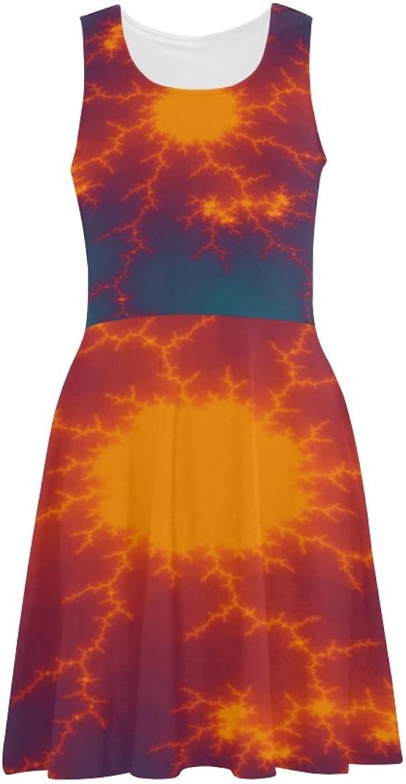 Orange Flower Burst Fashional Custom Summer Sundress For Women at Amazon Womenâs Clothing store