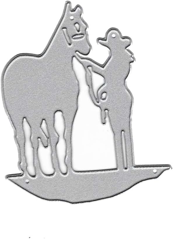 Hardli Feed The Horse Scrapbooking Die,Cutting Dies,DIY Scrapbooking Stamp Paper Card Embossing Craft Gift Making Art