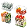 Set Of 4 Clear Pantry Organizer Bins Household Plastic Food Storage Basket with Cutout Handles for Kitchen, Countertops…