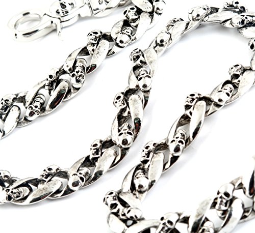 DoubleK Medieval Skull Symbol Key Jean Wallet Chain (27"/8.8oz) Silver CS57