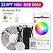 Sanwo 32.8ft App LED Lights Strip Kit with 24V Power Adapter Bluetooth Controller, Strip Light Fixing Clips, Waterproof 5050 RGB 600LEDS Multicolored Supply for Home&Kicthen, IOS Android