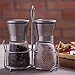 Premium Salt and Pepper Grinder Set - 2 Glass Body Mills with Steel Stand - 5 Grade Adjustable Ceramic Rotor, Efficient Stainless Steel Lids, Modern Design, Salt and Pepper Shakers by Kind Che