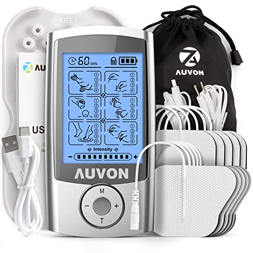AUVON 24 Modi TENS Gerät gegen Schmerzen, 10 Stück Premium Elektroden Pads