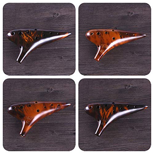 ”Joy of Wood Thrush” 12 Hole Alto C Ceramic Strawfire Ocarina in Exquisite Craft (Smoked Amber) - Thumbnail 7