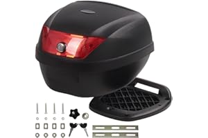 Japard Motorcycle Top Case 28L Rear Box Daily Tail Box Trunk Lockable Storage Carrier Waterproof Universal Mounting for Helmet Luggage (28L)