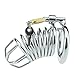 Uleade Male Chastity Device Cock Cage Steel Metal Silver Locked Cage Sex Toy for Men (3 Rings), Lock and 2 Keys Included