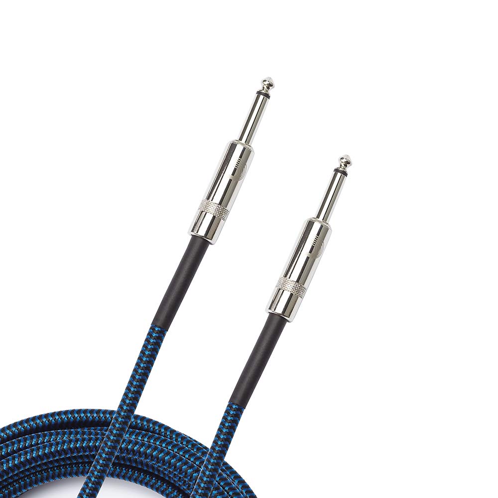 D’Addario Accessories Custom Series Braided Guitar Cable - Instrument Cable with Nickel Plated ¼ Inch Ends - Protects Guitar Cord Against Cuts, Kinking - 10 feet - Blue