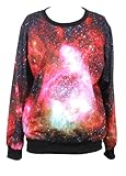 WenHong Womens Galaxy Space Painting Thin Sweater Sweatshirt Good Quality