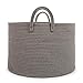 OrganiHaus Woven Laundry Basket, Large Cotton Rope Blanket Holder with Handles, Soft & Sturdy Nursery Hamper, Decorative Toy Bin for Living Room Organization 20x13 inches - Gray