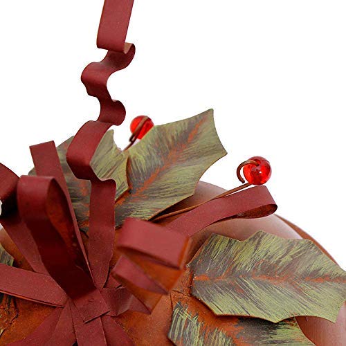 Red Metal Hanging Jingle Bell Decoration Set of 2 Rustic Cut-outs Star Metal Xmas Decorative Jingle Bell Ornament ,Metal Ribbon Festive Rustic Holiday Jingle Bell Christmas Tree Sled Deco (Medium)