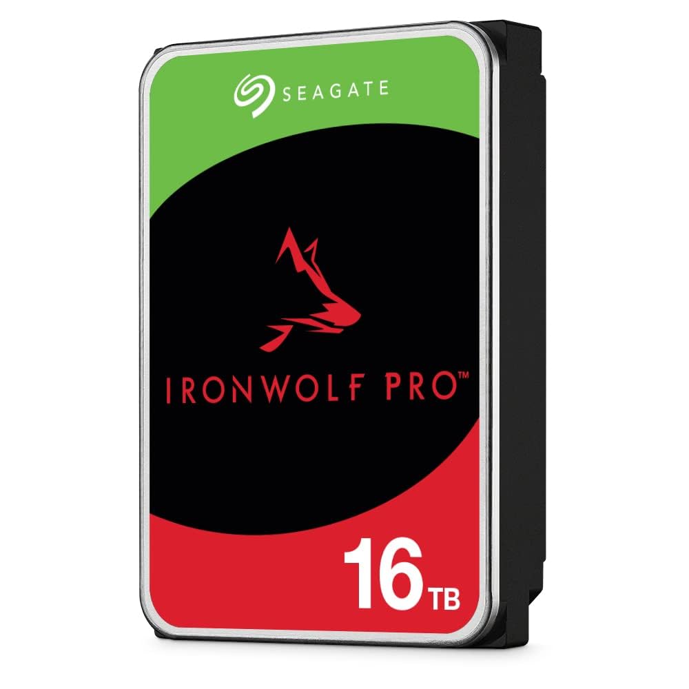 Seagate IronWolf Pro, 16 TB, NAS Internal Hard Drive, CMR 3.5 Inch, SATA 6 Gb/s 7,200 RPM, 256 MB Cache, for RAID Network Attached Storage, 3 years Rescue Services, FFP (‎ST16000NE000)