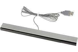 YZGAME USB Wired Wii Sensor Bar, Replacement Infrared Ray Motion Sensor Bar for Nintendo Wii/Wii U -Black & Silver