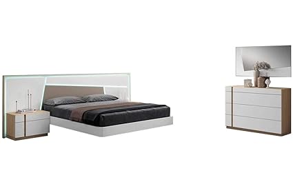 Amazon Com Anna Modern King Bedroom Set In Matt White