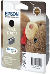 Epson T0611 Black Ink Cartridge Pigmented 250 Pages Teddy Bear Series Genuine view 1