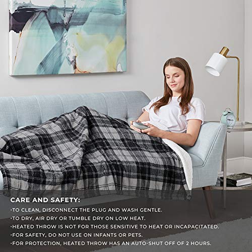 MP2 Heated Plush Sherpa Throw Electric Blanket for Lap w/ 3 Heating