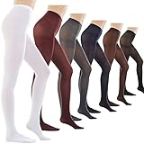 Women's 80 Denier Semi Opaque Solid Color Footed Pantyhose Tights 2Pair/ 6Pair (S/M, 6PAIR - Black/Darknavy/Darkgray/Brown/Maroon/White)