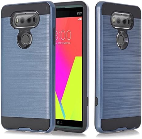 LG V20 Case Phone Cover Metal Wiredrawing With Soft TPU Hybrid Shockproof Drop Protection Impact Rugged Hard Armor For LGV20 (Blue)