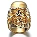 HIJONES Men's Jewelry Stainless Steel Golden Skull Ring Size 10