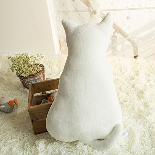 Cute Stuffed Animals Plush Cat Toy Cat Back Shadow Cushion Pillow for Seat Sofa Bed Room Interior Decoration Gift 45cm White with personalized birthday christmas gift card