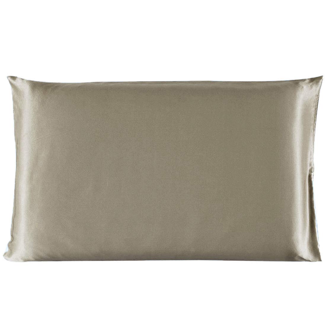 Sourcingmap 100% Pure Mulberry Charmeuse Silk Pillowcase Pillow Case Cover for Hair & Skin 19 Momme 350tc Standard Size 20x26 Inch/51x66cm Light Coffee (1-Piece)
