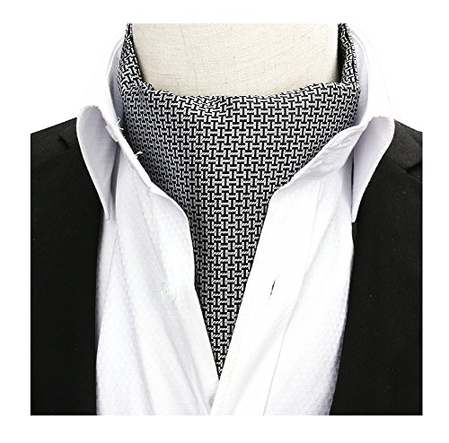 Men's Black Grey Cravat Ties New Design Ascot Formal Scarf Holiday Gifts for Men
