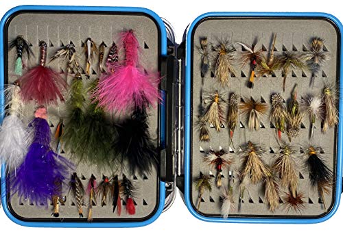Integrity1 Assorted Wet & Dry Fishing Flies for Trout, Other Fish, Flies Come with Double Sided, Durable, Waterproof Case - Flies are Hand Tied, Sizes #8#10 and #12 (48 w)
