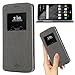 Compatible with LG G6 Wallet Case View Window Sleep Wake Up Smart Cover Stand Kickstand Full Body Protective Magnetic Closure TPU Bumper Case(Gray)