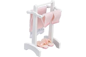 Fdit Dollhouse Furniture, Miniature Towel Rack and Floor Rug, Mini DIY Dollhouse Decoration for Bedroom and Bathroom