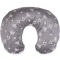 BORITAR Nursing Pillow Slipcover Minky for Boys and Girls, Super Soft Classic Nursing Pillow Cover with Grey Arrows Printed and Dotted Backing