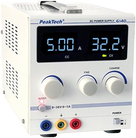 PeakTech Digital Laboratory Power Supply - Laboratory Mains Adapter 0-30 V / 0-5 A DC, Stabilised, Linearly Regulated, Pack of 1, P 6140