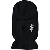 Ski Mask 3 Hole Warm Knit Balaclava Winter Full Face Mask Cover Men Women Embroidery Balaclava for Outdoor Sports