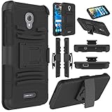 Alcatel Fierce 4/ Allura Case/ Pop 4 Plus Case, Elegant Choise Hybrd Armor Holster Kickstand Full Body Protective Case Cover with Belt Clip for Alcatel Fierce 4 / Allura/ Pop 4 (Black)